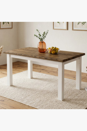 Jídelní stůl Provence 180 x 90 cm z masivu borovice – bílo-hnědý